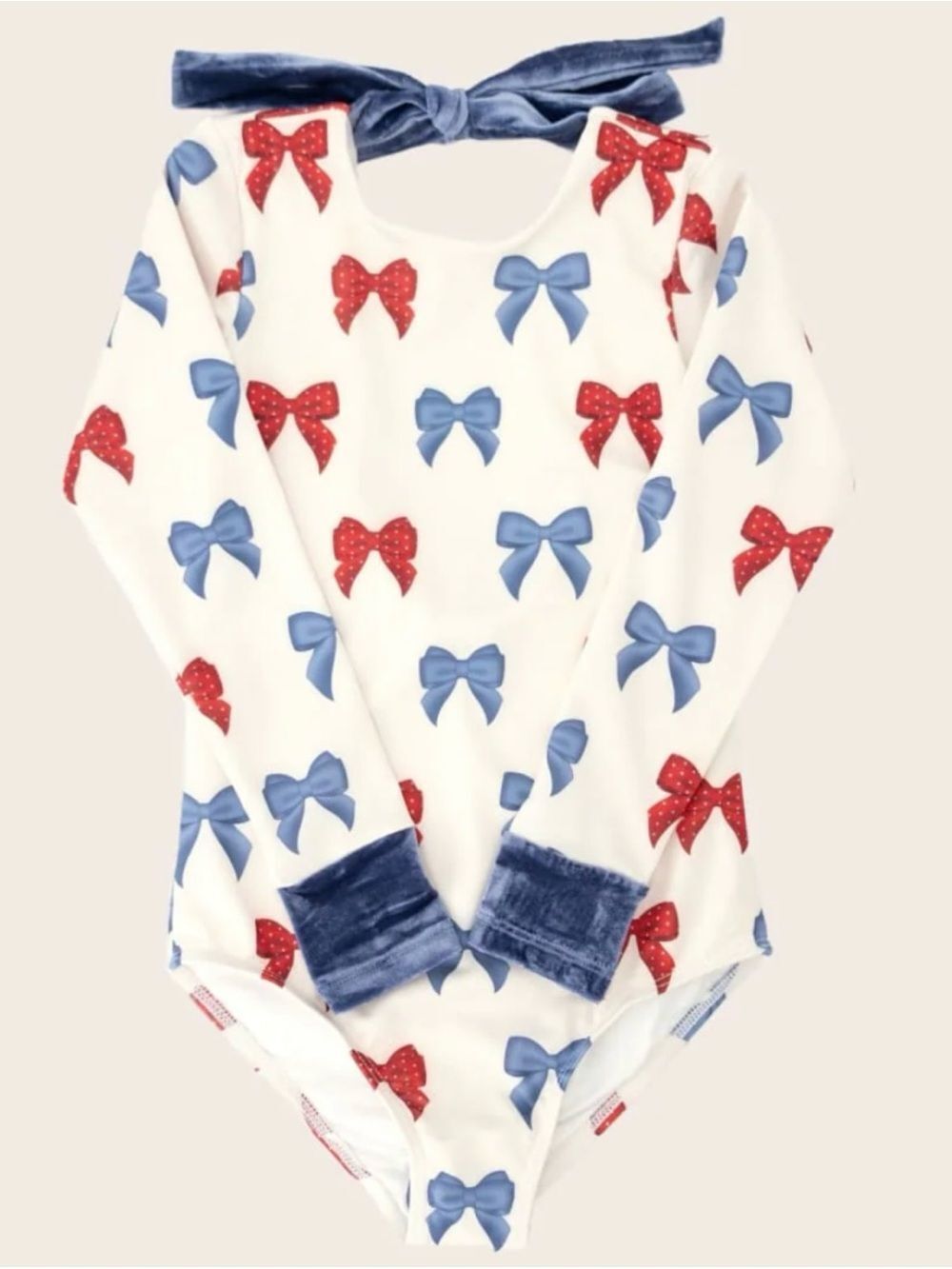 Saint Ida Patriotic Bow One Piece Rashgaurd Swimsuit Sz 7